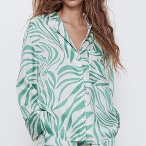 Green Print Women's Top